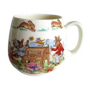 Royal Doulton Bunnykins Mug - Organ with Bunnies Dancing Scene - Vtg Bunnykins
